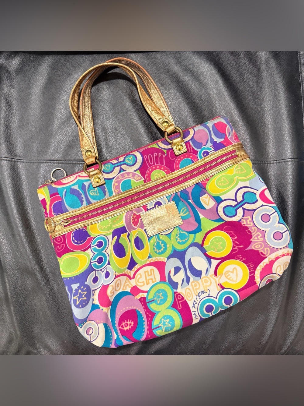 Vintage Y2K Coach Poppy Limited Edition Graffiti Tote Shoulder Bag